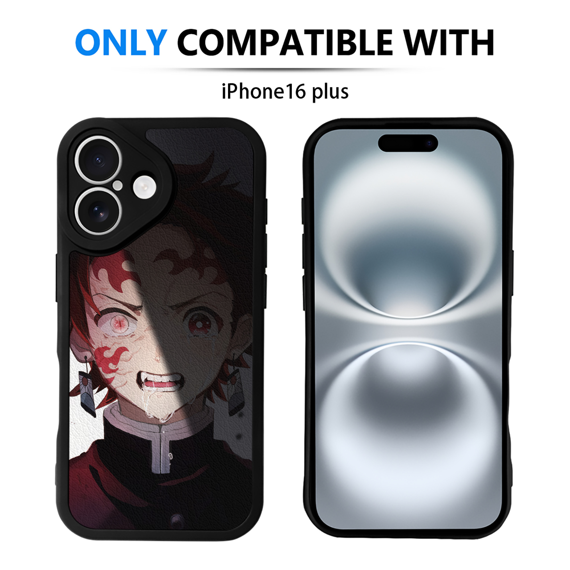 （画像用） 鬼滅の刃（きめつのやいば）竈門 炭治郎／かまど たんじろう Kamado Tanjirou 【iPhone 16シリーズ対応】シリコンスマホケース（レザー調） 材質：シリコン